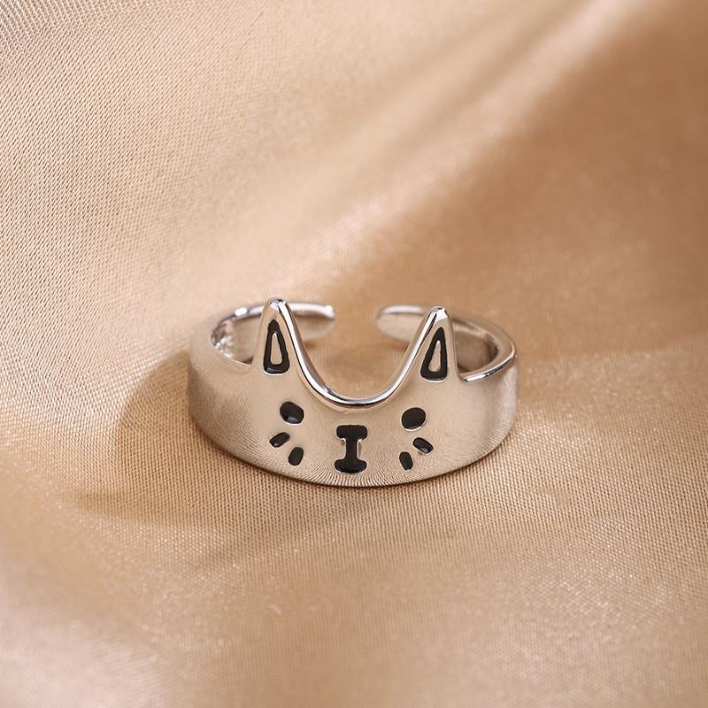 

Lovely Cartoon Drop Oil Cat Open Rings for Women Men Vintage Fashion Animal Cat Opening Finger Ring Jewelry Gifts Wholesale