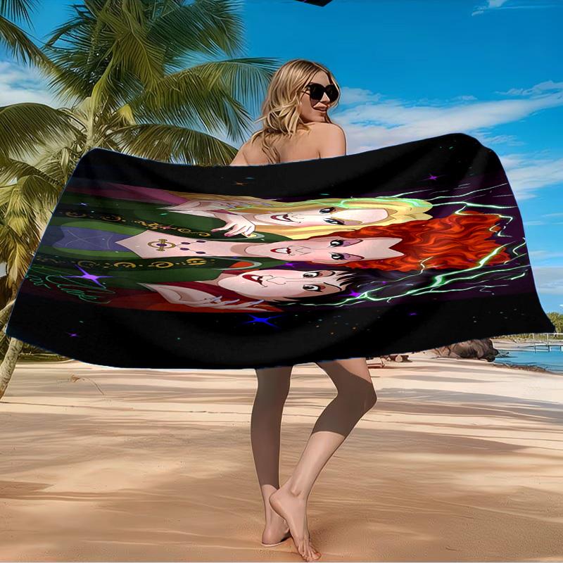 Witch Sisters In The Moonlight Beach Towel Microfiber Beach Towel, Lightweight and Quick-Dry, for Summer Travel, Swimming Pool Fan Birthday Gift