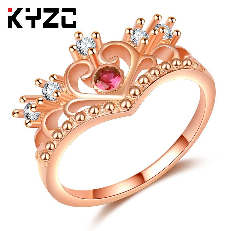 Small But Beautiful Rose Gold Crown Ring For Women, Light Luxury Zircon Popular Ring