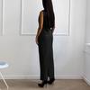 Temperament black mysterious V-neck sleeveless vest long split skirt set summer sexy casual commuter women's clothing
