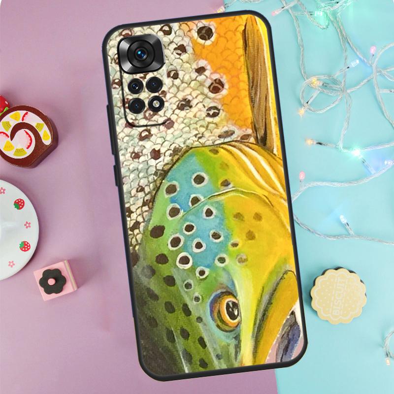 Trout Fish Fishing Case For Xiaomi Redmi Note 14 13 9 10 11 12 Pro 9S 10S 11S 12S Redmi 13C 10C 12C 14C Cover