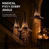 Halloween Hanging Decorations Lighted Witch Hat Chime LED Glowing Wizard with Yard Patio Decor Swinging Star Tassels Indoor Outdoor Porch