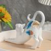 White Lying Cat Painted Resin Ornament, Elegant and Cute Design, Perfect for Home Decor, Desk Display, Bookshelf Decoration