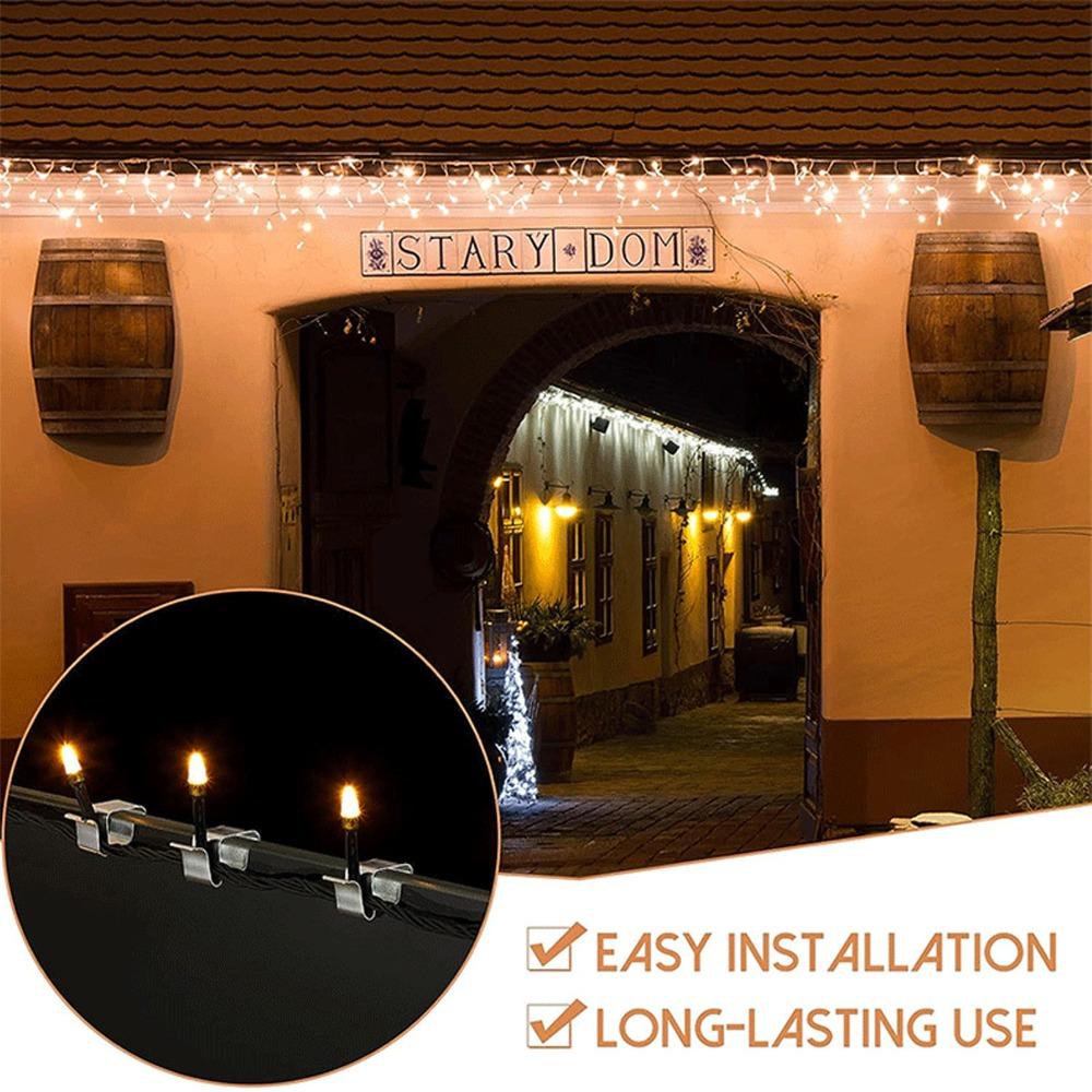 50pcs 0.9x0.6in/0.8x0.6in Gutter Hooks Stainless Steel Outdoor Light Clips  Seasonal Display