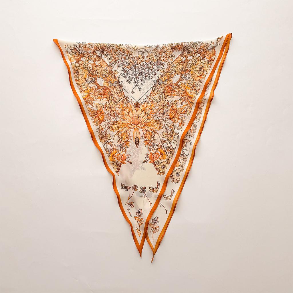 Retro Cashew Print Silk Scarf Accessories Rhombus Versatile Triangle Scarf Spring And Summer Thin Out Clothing With Shawl