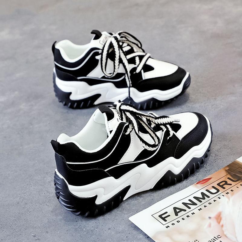 

Contrast Color High on Platform Woman Footwear Lace Up Spring Autumn Shoes for Women Aesthetic Cotton Designer Luxury Light Sale 35