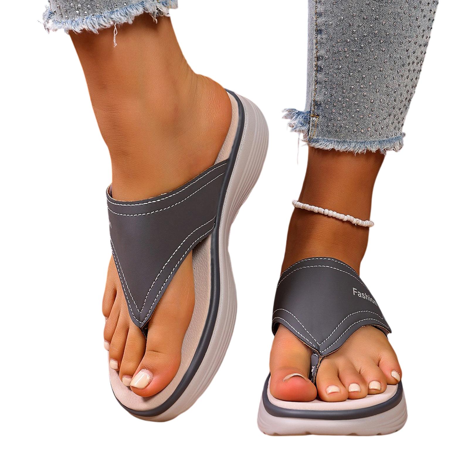 

Sandals Women Summer Orthopedic Shoes Thick Sole Roman Sandals Comfortable Wide Foot Beach Sandals Soft Insole Sandals Casual Summer Shoes 37