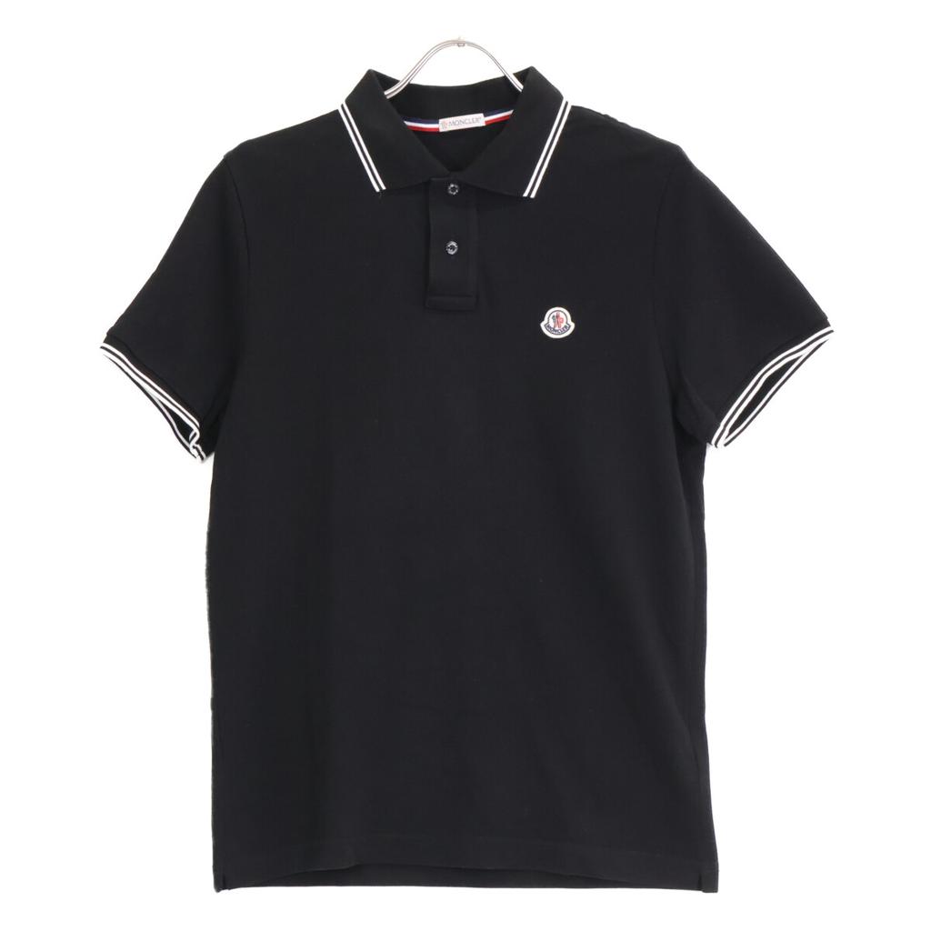 Moncler Black Pique Polo Shirt Tops S blackUsed