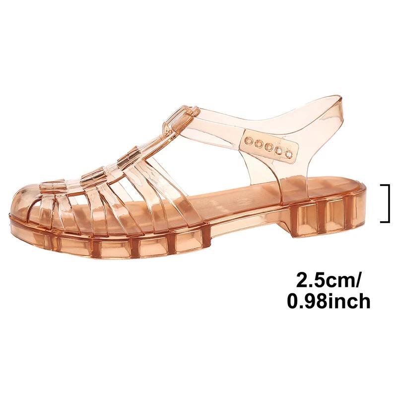 

Fashion Women s Transparent Roman Sandals 2025 Closed Toe Low Heels Summer Sandals Women Fashion Woven Non Slip Beach Sandles Woman 40 шампанского