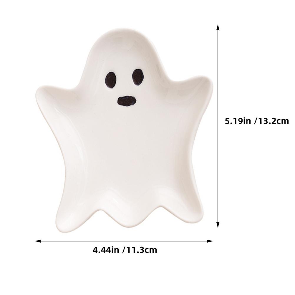 Ceramic Jewelry Tray Halloween Ghost Shaped Small Ring Holder Trinket Dish Jewellery Storage Organizer Vanity Jewelry Tray Dish зелёный