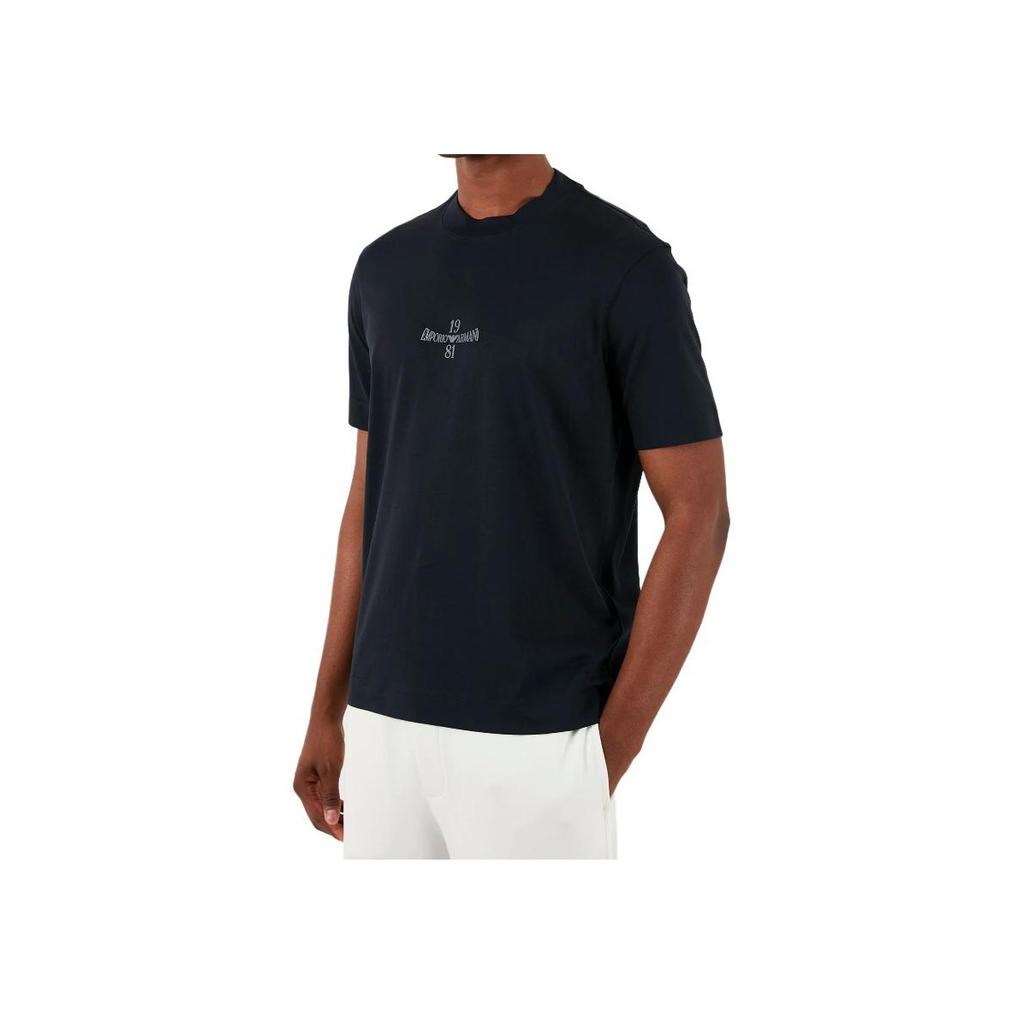 Emporio Armani Letter Round Neck Short Sleeve T-Shirt Men Tops Navy-Blue 3D1TH3-1JOCZ-09Q8