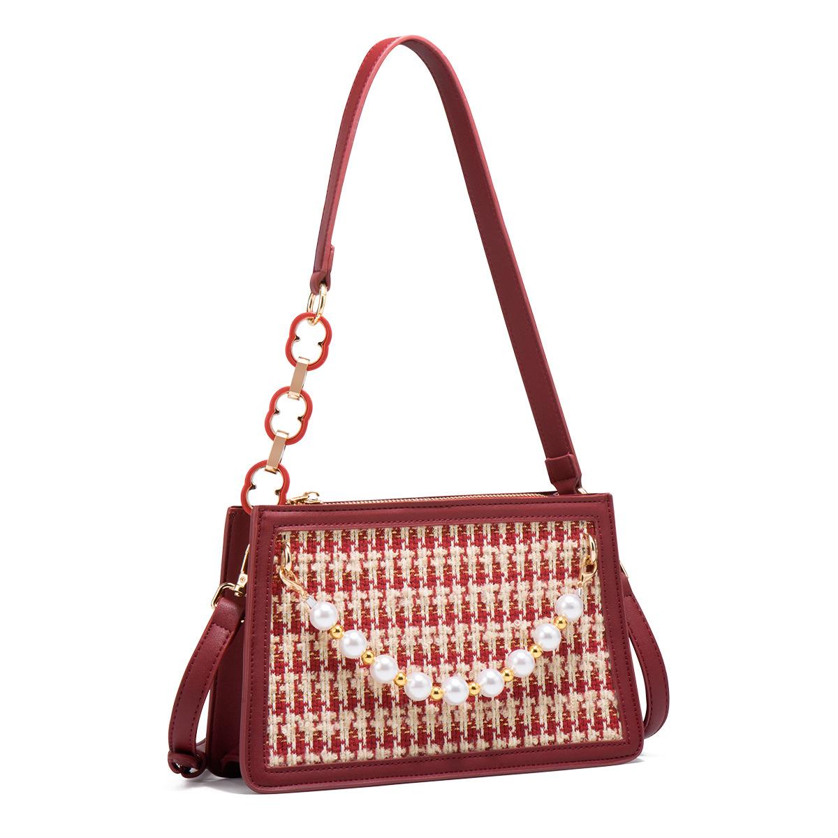 

Women S Bags, Wedding Bags, Bridal Bags, High-End Atmosphere, Red Niche Messenger Handbag бордовий