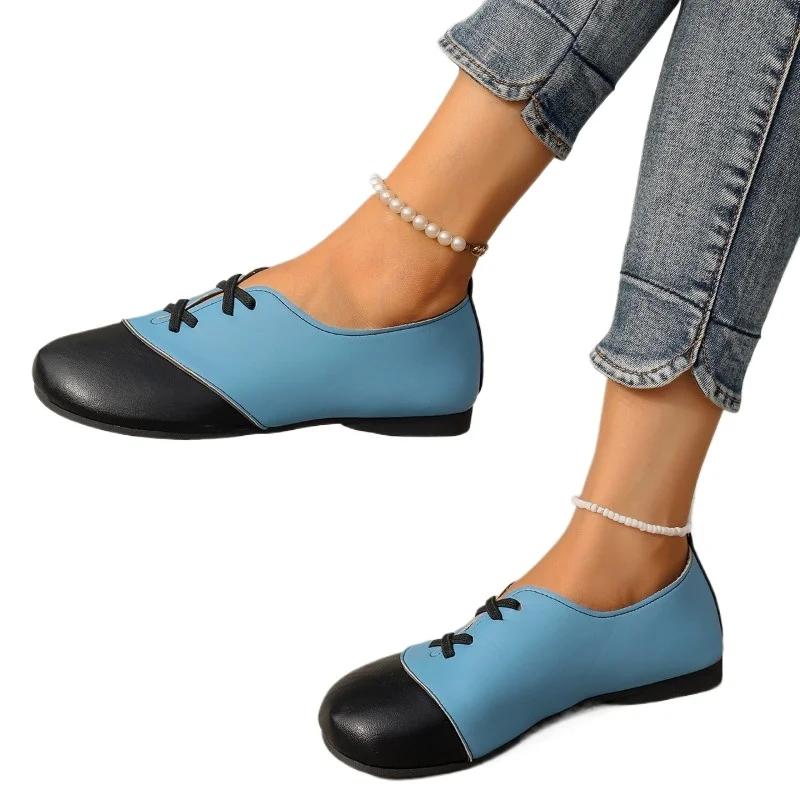 Fashion Ladies Shoes 2024 New -tied Women's Flats Color Matching Casual Flats Women Hot Sale Plus Size Light Flat Low Heels