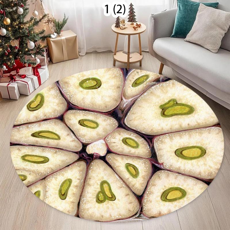 Tapis Rond Alimentaire Style Européen Américain Tomate, Tapis Antidérapant Tranche de Tomate Réaliste, Tapis Décoration Cuisine Salle à Manger Tapis