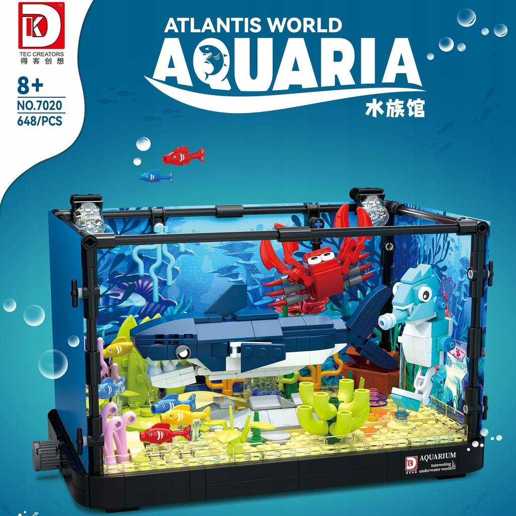 Aquarium Shark Crab Block Set With Fish Underwater World Led