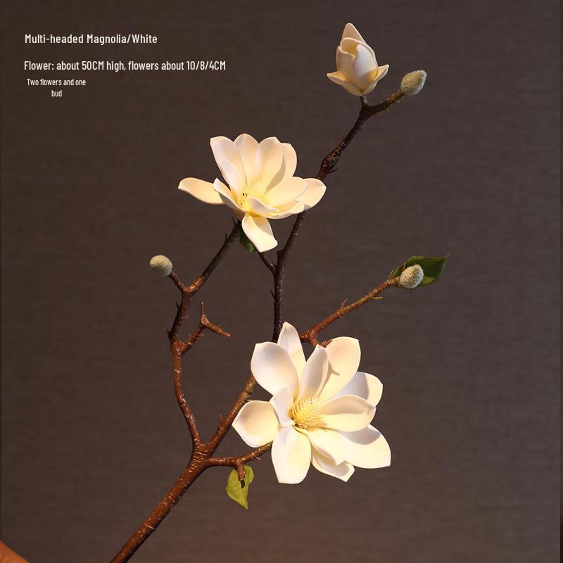 High-End Artificial Silk Magnolia Flower Arrangement - Classical, Elegant Dried Flower Set for Home Decor