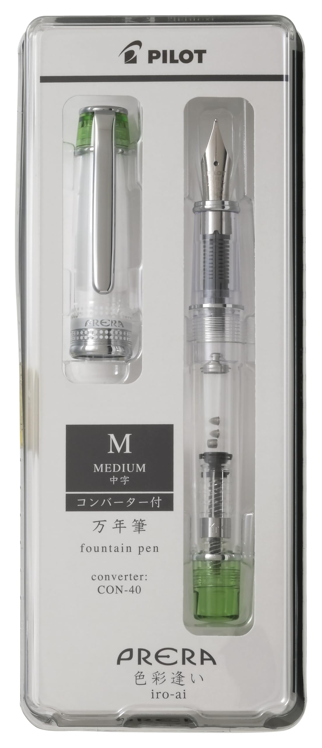 

PILOT Fountain Shikisaiai Medium Transparent Light PFPR1TLGM Pen, Prera, M, Nib, Green,