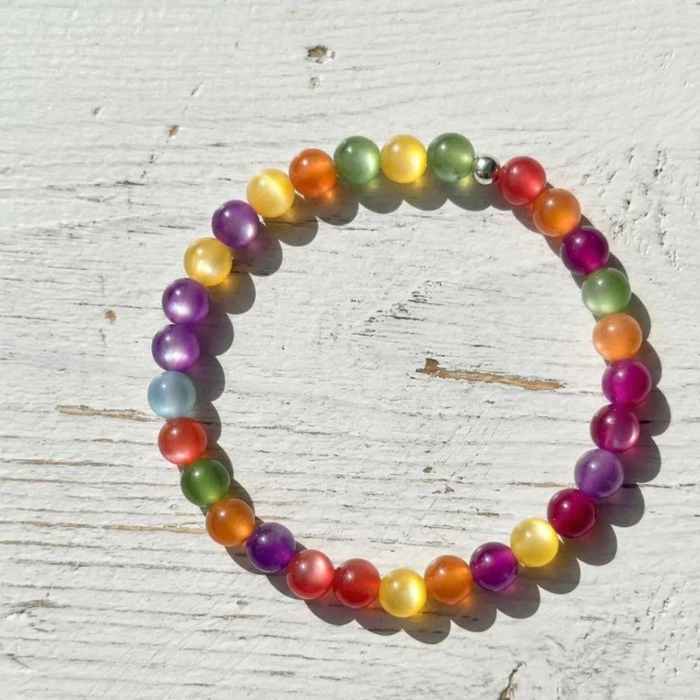 UV-reaktives Perlen-Halsketten-Armband-Set Katzenauge UV-reaktiver Choker Tägliches Tragen