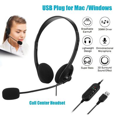 USB Kabelgebundene Computer Kopfhörer mit Mikrofon Lautstärkeregelung Laptop PC Gaming Headset Geräuschunterdrückung Kabelgebundene Stereo Headsets