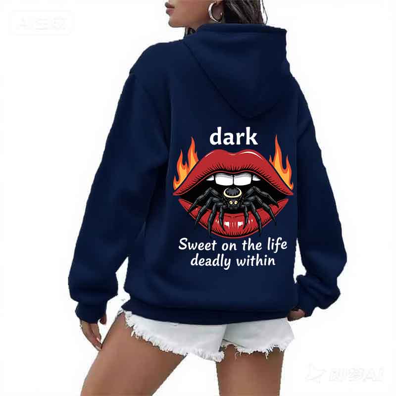 

Fun Spiders Crawl Into Their Mouths Print Women S Hoodie Spring Autumn Street Casual Fashion Top Versatile Trend Y2K Clothing 3XL