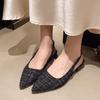 Sea Salt Black White Pointed High Heel Sandals for Women Back Hollow Half Headed Single Shoes Fashion Versatile Dress Shoes