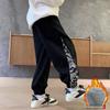 Boys' Fleece One-Piece Pants: Winter 2024 Thickened Casual Sweatpants for Big Kids