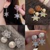 Super Flash Zircon Snowflake Pearl Earrings Light Luxury Stud Earrings 2025 New Popular Earrings Women