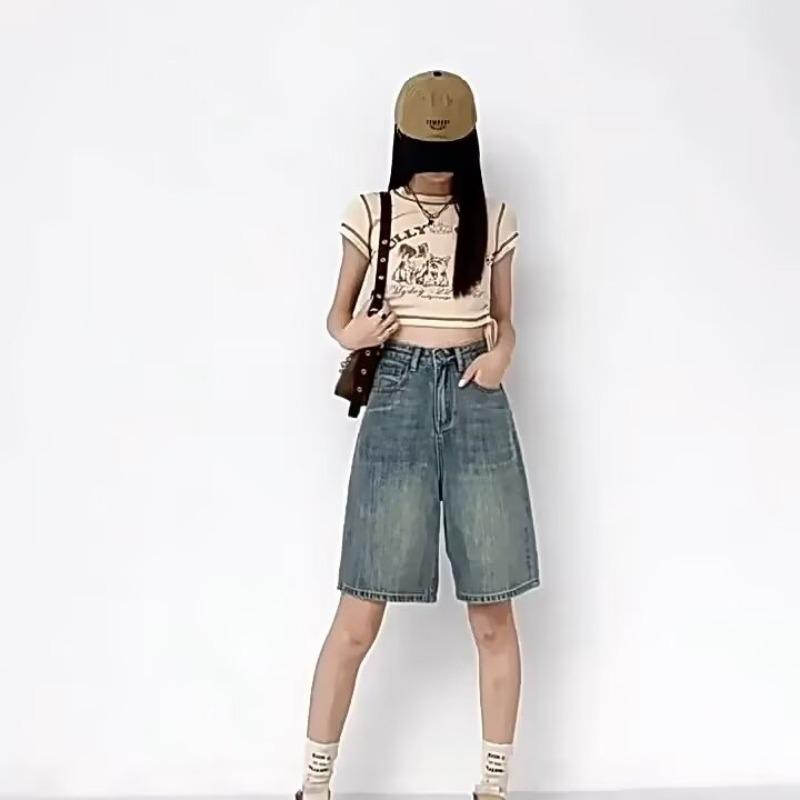 

Женские джинсовые шорты с высокой посадкой, слим-фит - Летний сезон 2025, средней длины, прямого кроя Extra Small (XS)