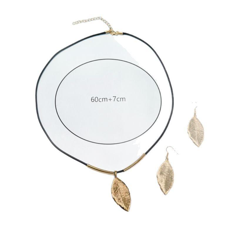Personalized Simple Leaf Earrings Necklace Set Temperament Classic Retro Earrings
