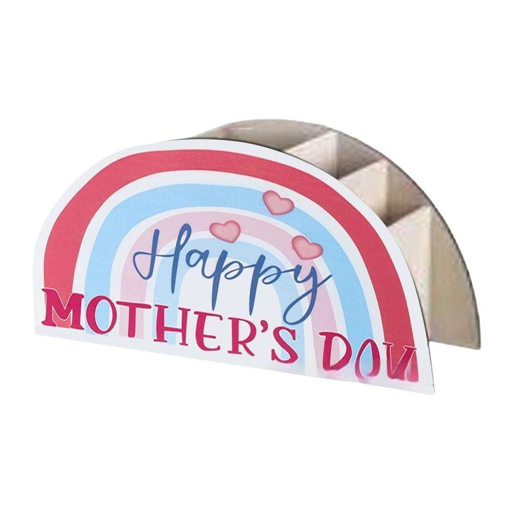 Wooden Rainbow Pencil Holder 5 Slots Decorative Pen Holder  Graduation Season