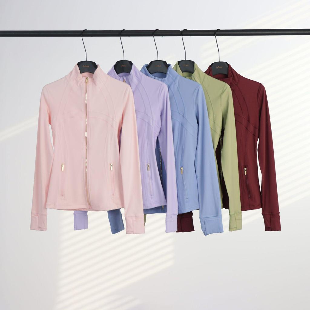 Giacca Sportiva da Donna Slim Fit con Zip Dorata - Collo Alto, Manica Lunga, Alta Elasticità, Abbigliamento Fitness Yoga