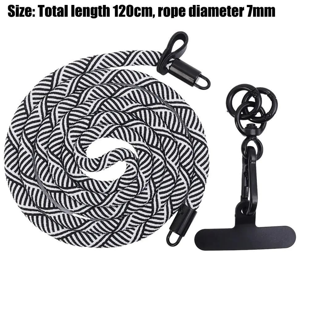 1Pcs Climbing Mobile Phone Lanyard 120cm Long Rotatable Clasp Crossbody Phone Strap with Patch Adjustable Neck Band Cord Chain