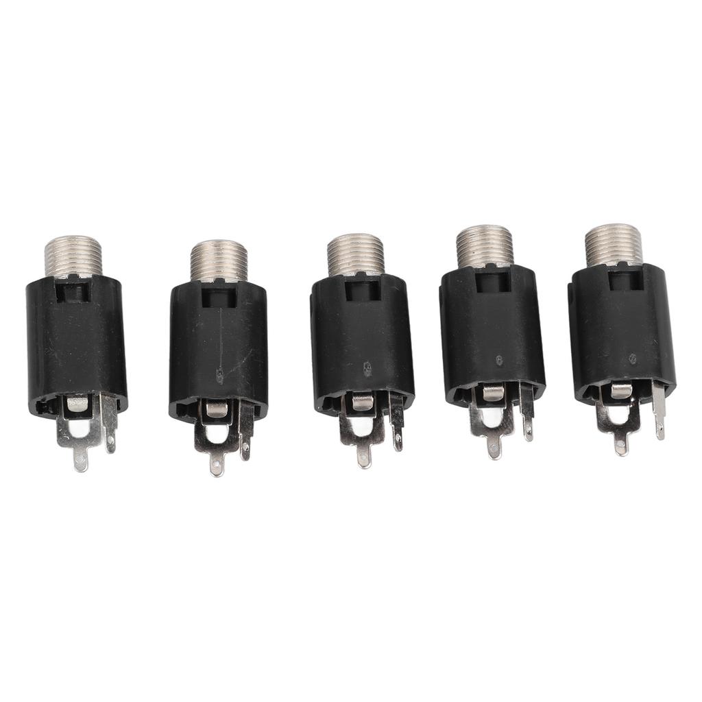 5Pcs Stereo Jack Socket 6.35mm 2 Channel Input 3P Connector Pickup Jack Socket for Replacement