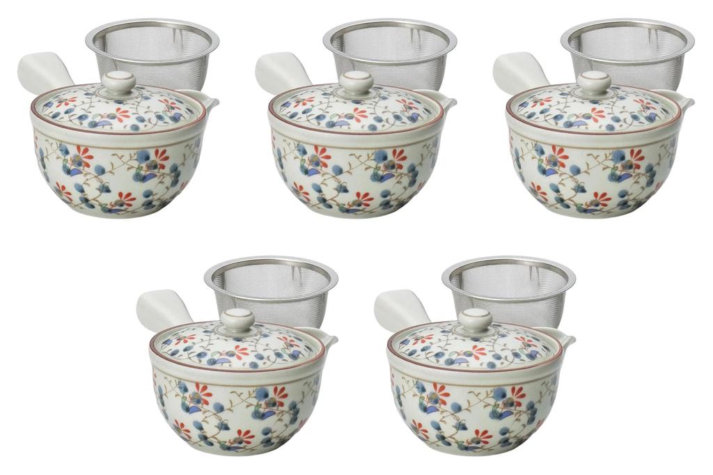 Set of 5 Nishikikusahana Sparrow Mouth Medium Teapots x Arita Ware Teapots by Setomonohonpo U-shaped [10.5 8cm, 200cc]