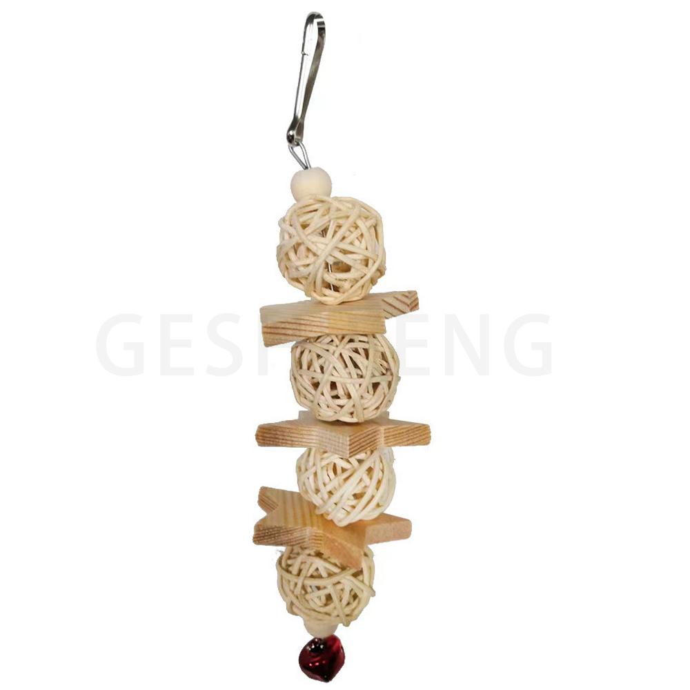 7Pcs African Grey Parrot Nature Wooden Chew Toy Hanging Rattan Ball Loofah Bird Toy for Birds Toys