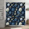 Space-Themed Shower Curtain: Blue Planets Design Bathroom Decor For Kids Adults Waterproof Fabric Shampoo Bag Cover
