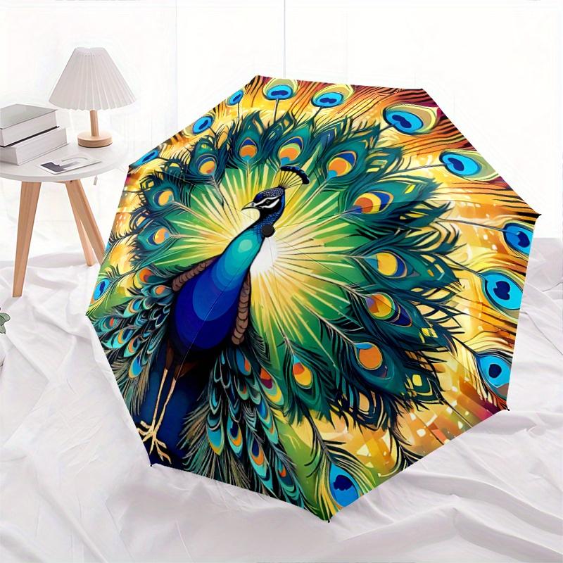 

1pc Beautiful Peacock Automatic Folding Umbrella - 3 Folding Design, Vivid Cartoon Pattern, Suitable for Outdoor Activities, A Gift for Fans In All Se