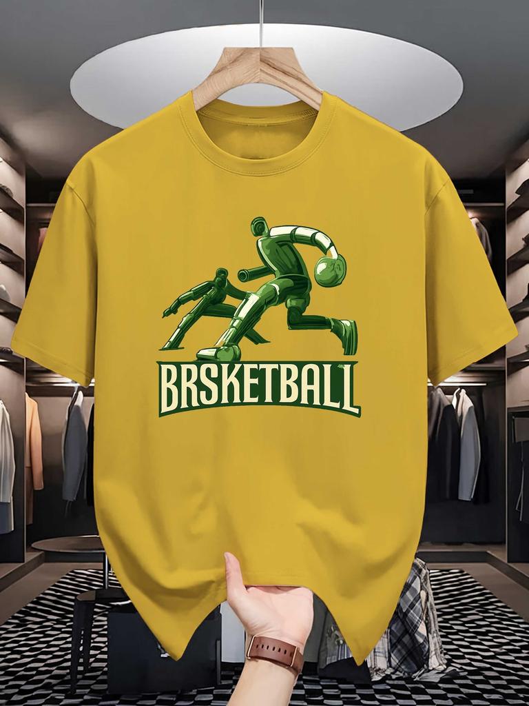 Unisex Crew Neck Tee Basketball Sport Figure Graphic Print Soft Cotton Loose Breathable Short Sleeve Summer Casual Street Tops