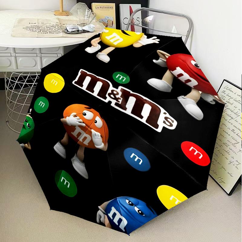 1PC M Chocolate chips Automatic Folding Umbrella 8-Rib Travel Umbrella with Auto Portable Case, Ideal Gift for Birthdays
