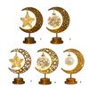 Eid Decors Moon Table Lamp Battery Operated Crescents Lamp Half Moon Light Metal Ramadans Star Lamp Home Decors
