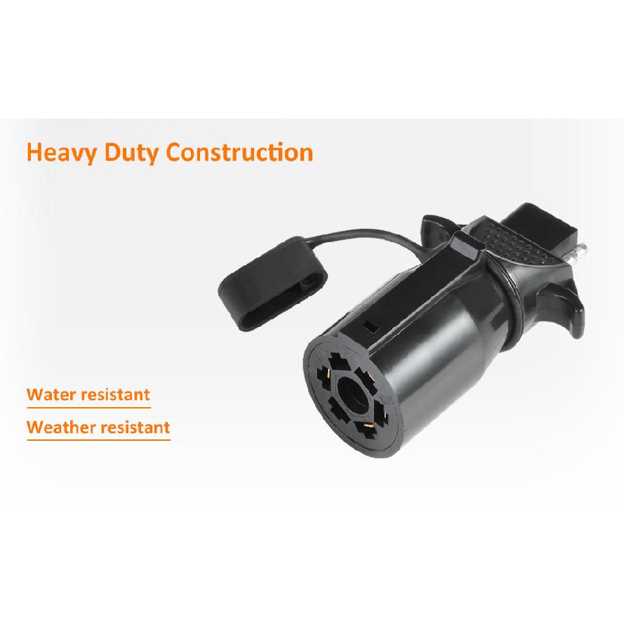 AutoSonic 7 Pin Blade to 4 Pin Flat Trailer Adapter | Female Trailer Connector Plug | 7 Way to 4 Way Converter | Flat Connection | Weatherproof