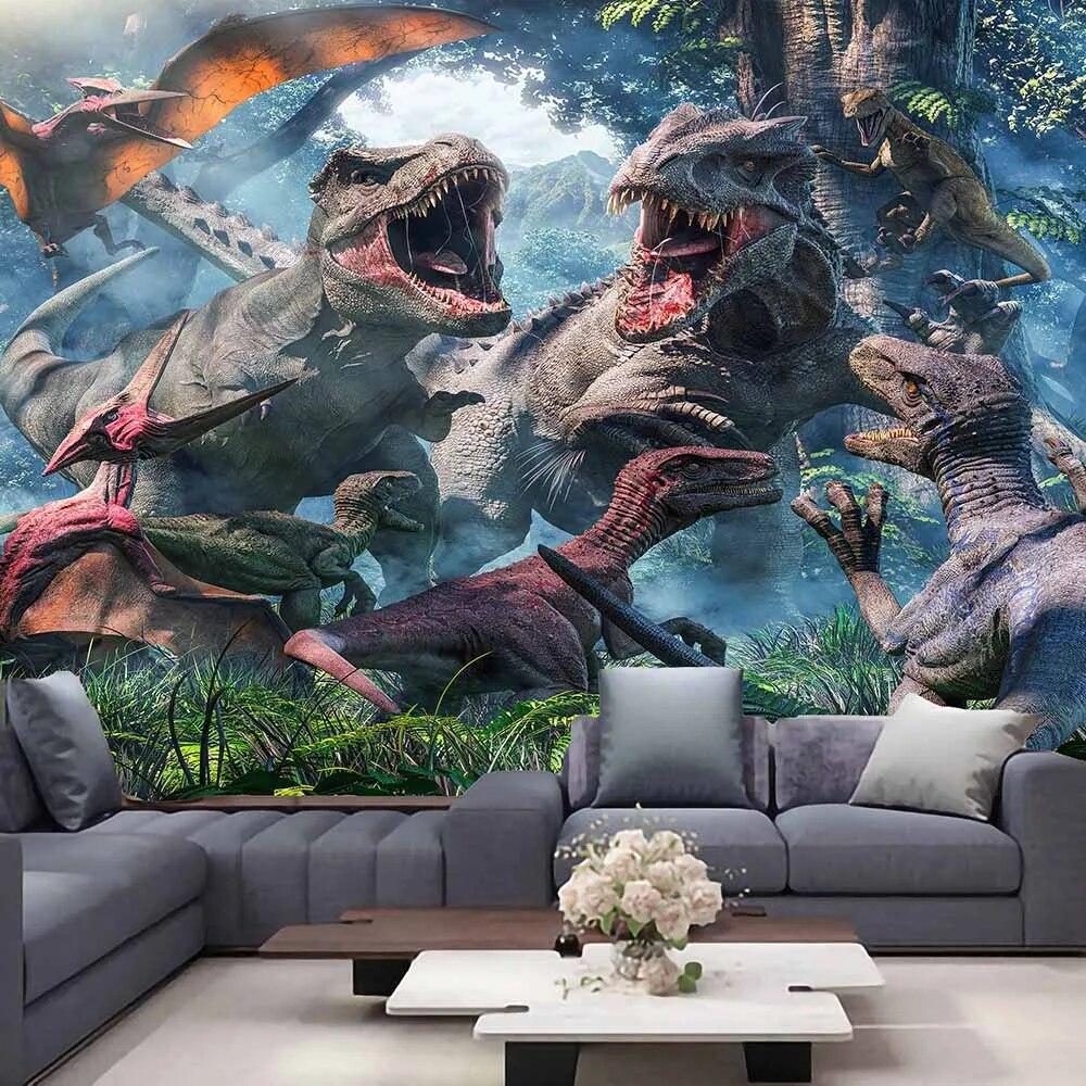 Dinosaurier Wald Druck Home Decor Wandteppich Wandbehang Wildlife Art Thema Ästhetik Wohnzimmer Schlafzimmer Dekor Hängender Vorhang