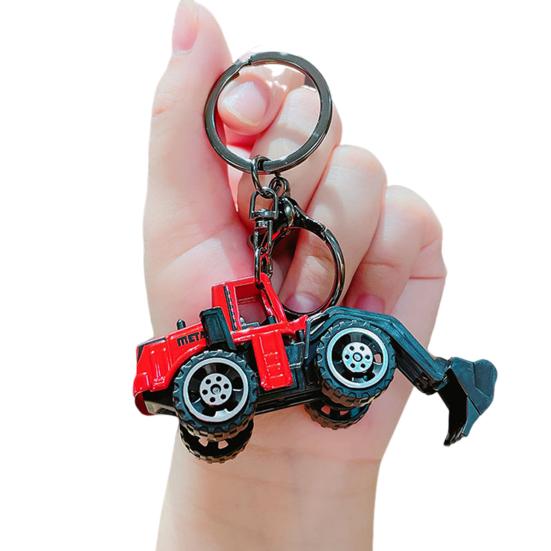 Mini Engineering Cars Charm Keychain Pull Back Cartoon Toy Car Keychain Pendant Anti-Detachable Hook Decompression Tool