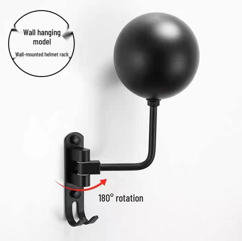 Wall-Mounted Punch-Free Motorcycle Helmet Rack: Anti-Deformation Hat Storage Display