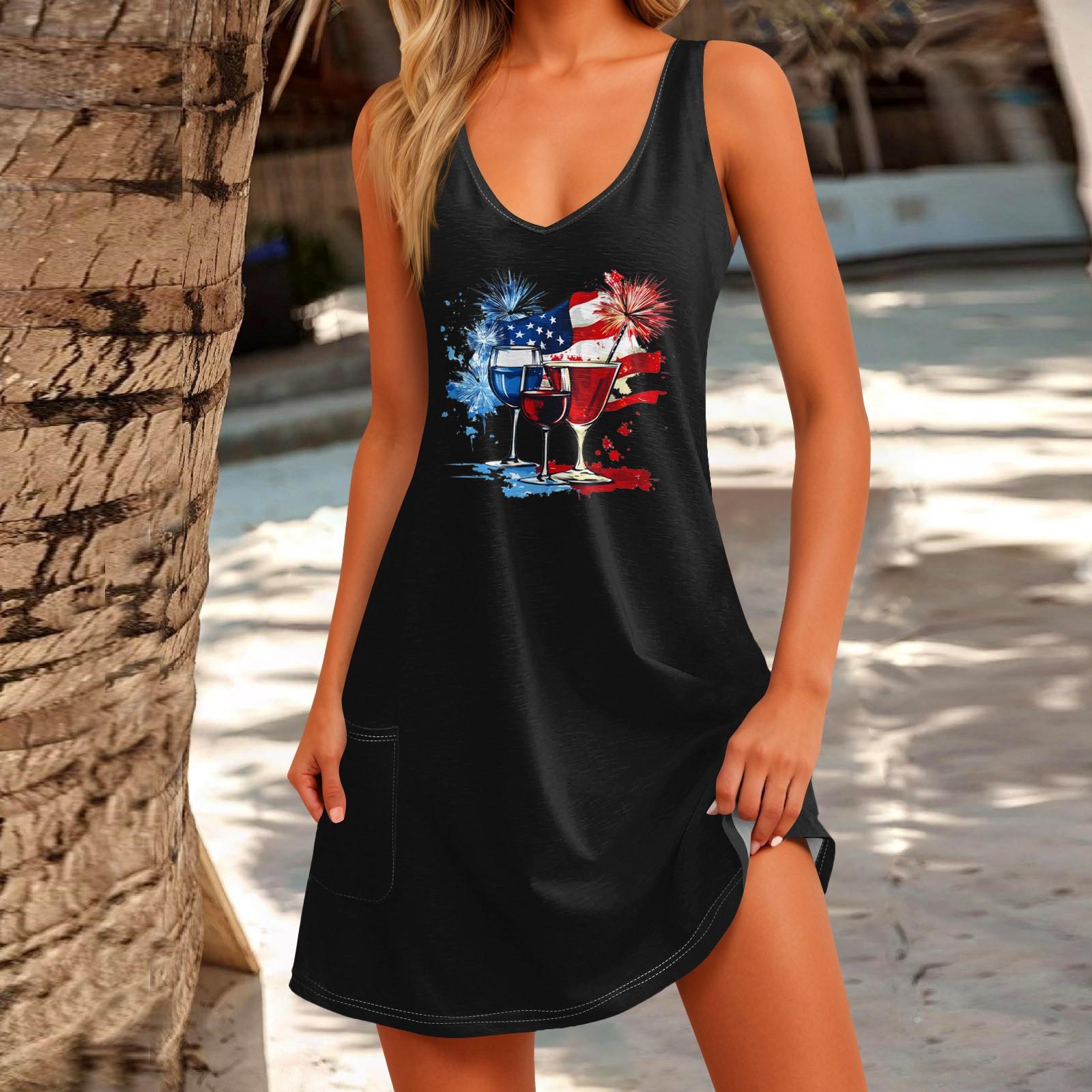 Women s Print Dress,  Vest,  Skirt With Pockets,  Beach Skirt,  V-Neck Vest Skirt Vest Skirt S