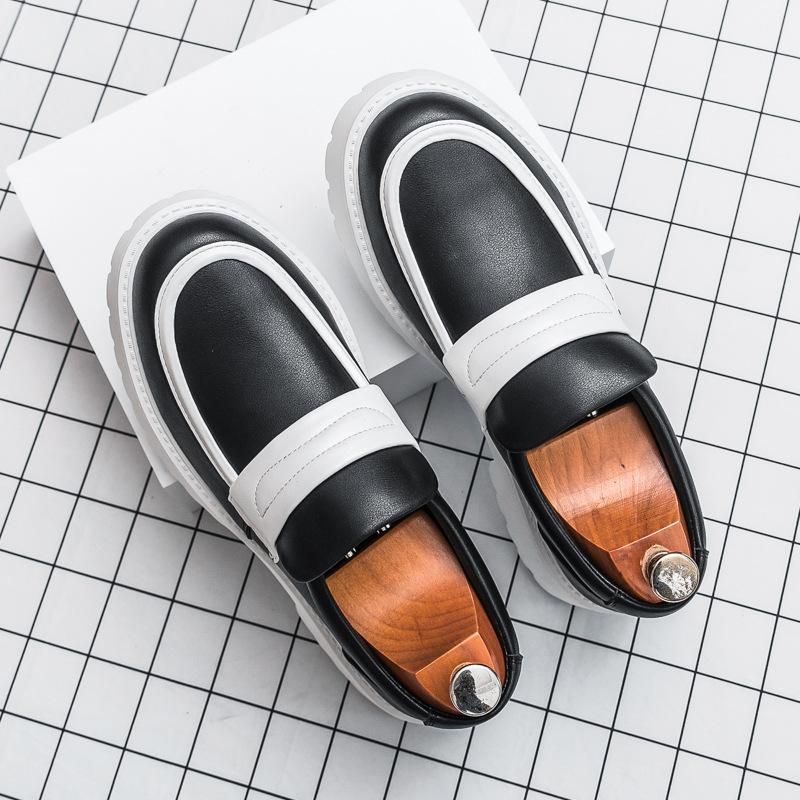 Mocassins pour hommes à une pédale, chaussures pour hommes printemps 2025 à semelles épaisses et brillantes tendance en cuir, chaussures Doudou paresseuses