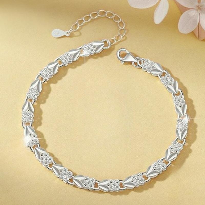 925  Silver 6MM Chain Bracelets For Women Men Fashion Simple Geometric Hollow Lobster Clasp Bracelet Engagement Jewelry
