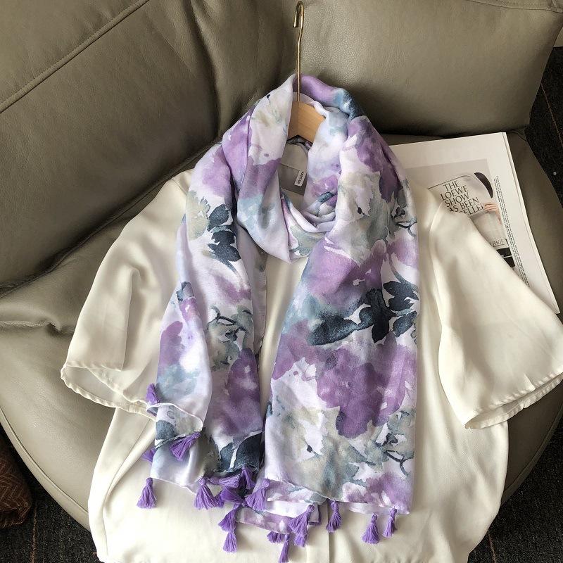 New Design Brand Women Floral Scarf Fashion Print Cotton Autumn Winter Warm Scarves Hijabs Lady Pashmina Foulards Bandana Muslim