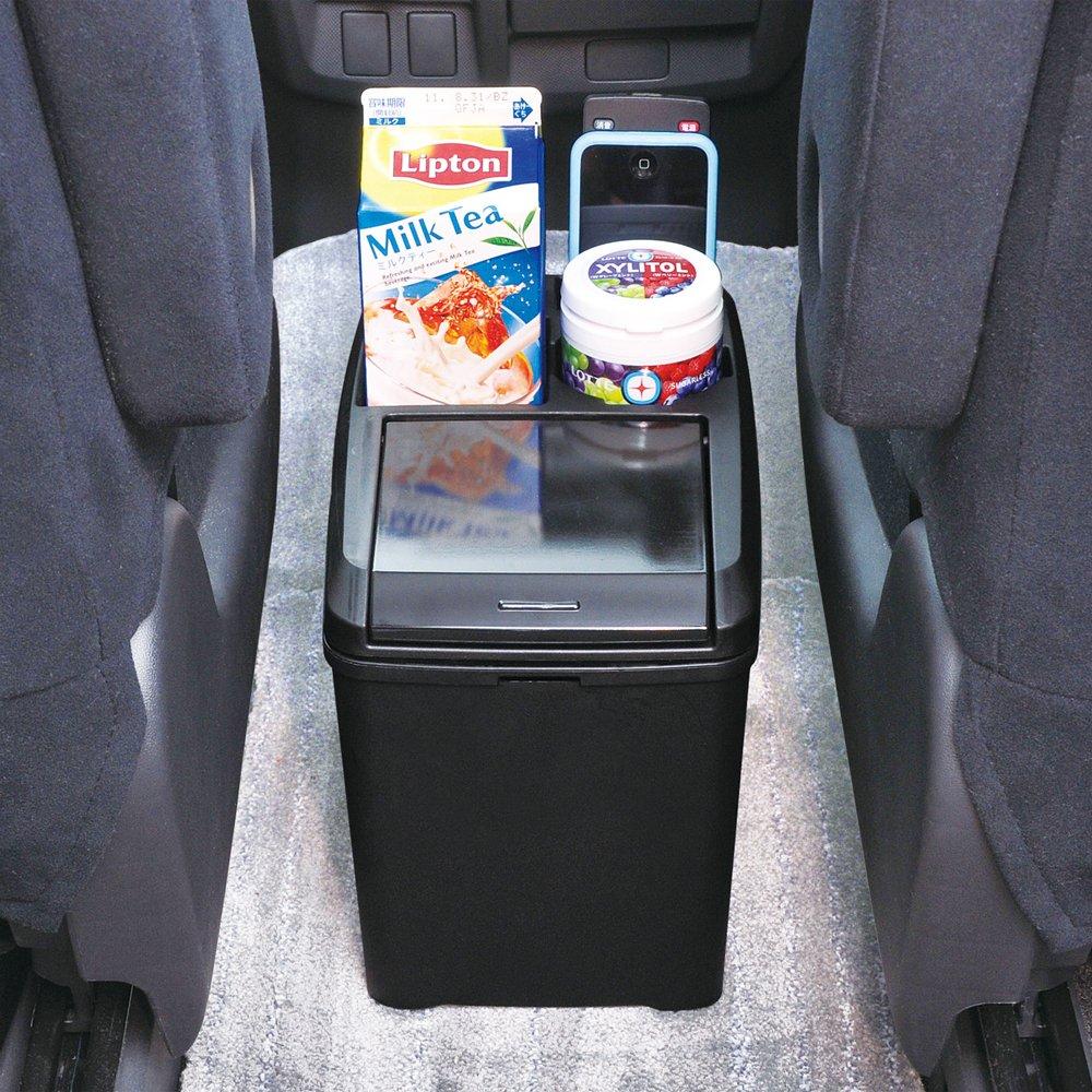 SEIWA Lixo de Carro com Porta-Copos W734, Grande, Peso, Preto,