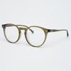Aloeyewear [illusionist] Überdimensioniertes Boston-Gestell Runde Hornrand-Brille Transparente Khaki-Brille IL7411 1313G Blaulicht-Glas Optional